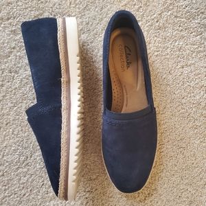Clarks Srena Paige Blue Suede Slip-on Espadrille